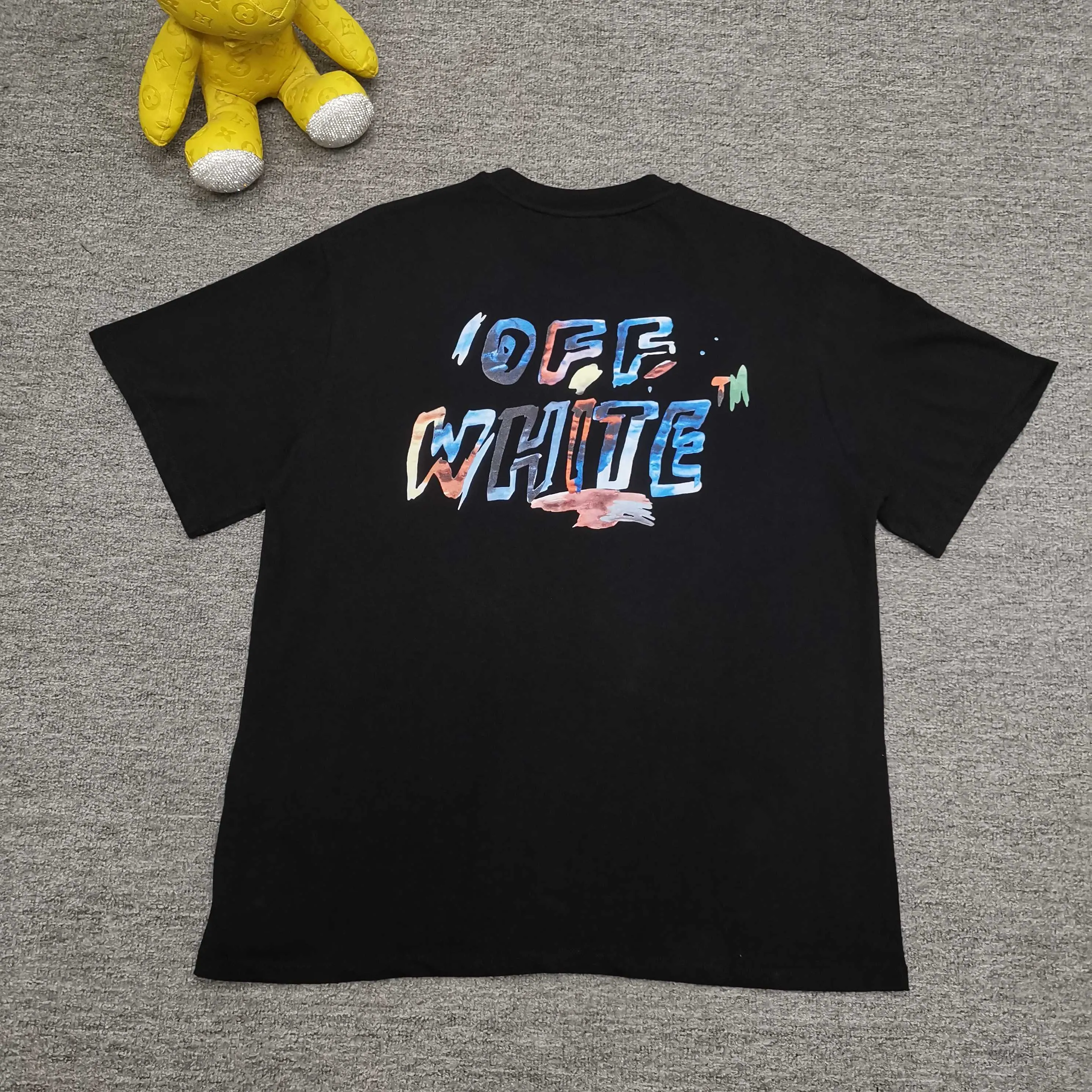 Top version ❤️off white new loose version colorful painted short-sleeved T-shirt Size: S M L XL Color: Black White P240